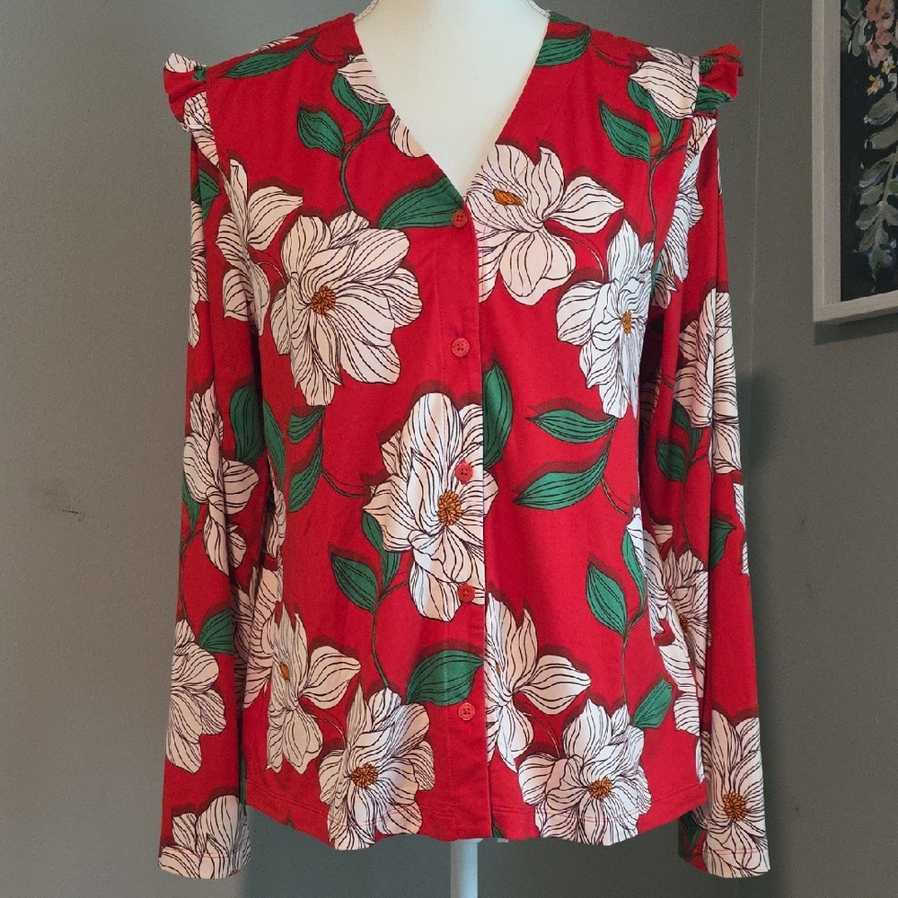 Draper James Red Pajama Top NWOT
